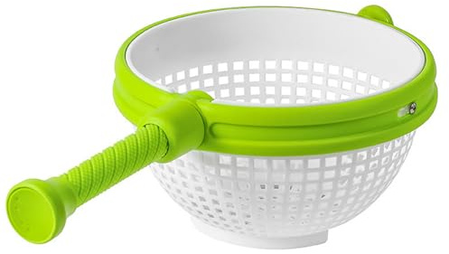 Panier D'égouttage Rotatif, Panier de Vidange Rotatif Rapide et Facile, Essoreuse à Salade Spinner, Panier D'égouttage avec Poignée, Filtre de Lavage de Légumes de Cuisine avec Poignée Pliable