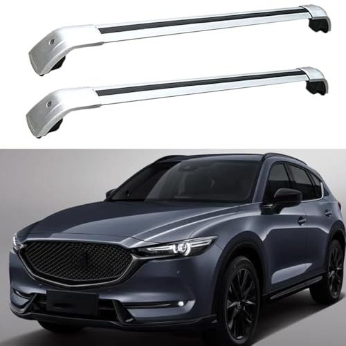 JUNYEW Dachgepäckträger Dachträger für Mazda CX-5 CX5 SUV 2017 2018 2019 2020 2021 2022 2023 -Aluminium (2 Stücke) Integrierte Dachreling Tragkraft 75 Kg Vormontiert Inklusive Schloss,O