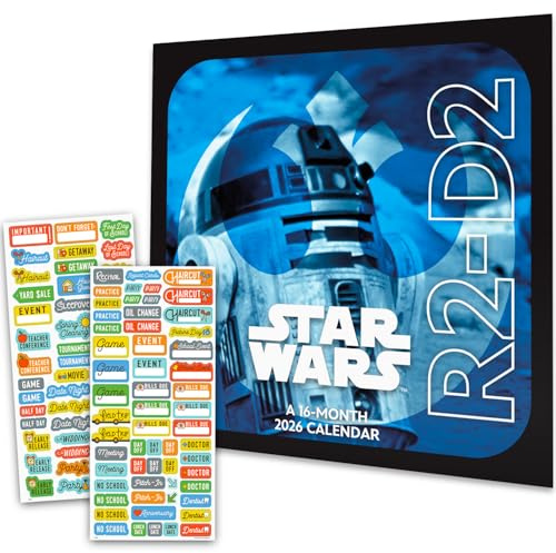 Star Wars Kalender 2025 - Deluxe 2025 Star Wars Saga Mini Kalender Bundle mit über 100 Kalendererinnerungsaufklebern (Chewbacca Darth Vader Geschenke, Bürobedarf)