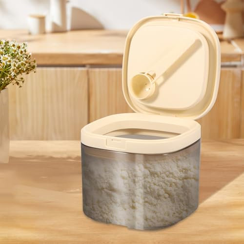 Kitchen Food Storage Container with Lid and Spoon Airtight Formula Container Portable Milk Powder Canister Stackable Coffee Dispenser for Coffee Beans Sugar Candy Snack(800ml)