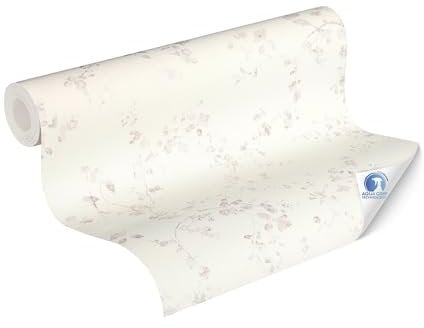 Livingwalls vorgeleimte Vliestapete DESIGNDROP - Tapezieren ohne Kleister - Creme, Violett - Florale Tapete Made in Germany - 784971
