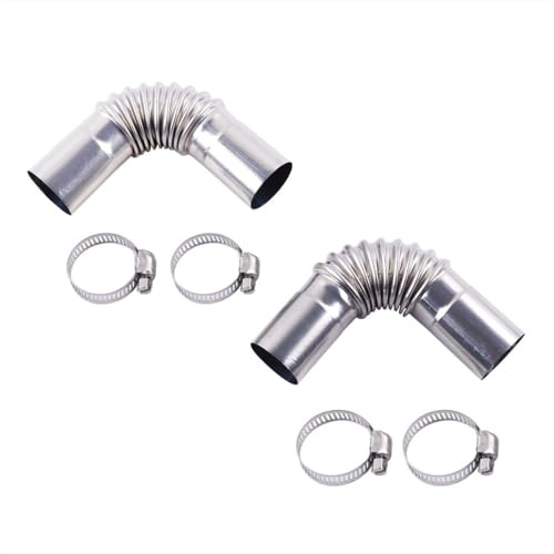 LUXERAD 2pcs Diesel Heater Exhaust Pipe, Stainless Steel 25mm Parking Air Heater Exhaust Pipe Tube Elbow Connector with 4 Clamps for Diesel Boat Heater Exhaust Pipes and Tips