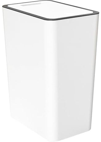 HEEPDD Poubelle Blanche de Cuisine de Salle de Bains avec Couvercle à Bouton-pression, Poubelle Portable de Grande capacité de 15l