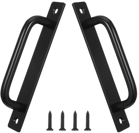 Teaaha Scheunentor Griff, 2 Stück Griffe Aus Legierung, Griff Schiebetür, Schiebetürgriff Mit Platte, Schranktürgriffe, Schwarze Griffe, Für Türschrank, Küchen, Möbel, Gartentor, Schuppenschranktür