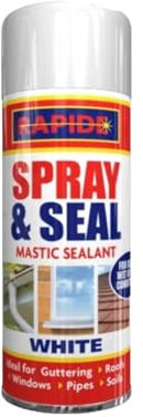 MIXEL Spray & Seal White Mastic Sealant, Flexible & Crack-Resistant, Quick Drying, Waterproof Formula, White Finish, Ideal for Guttering Roofs Window Pipes Soil, Spray & Seal Leak, (1PCS, 300ML)