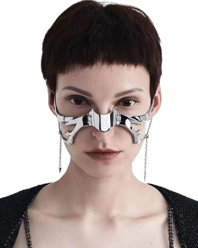 TPZORJX Maschera Cyberpunk, maschera meccanica punk, accessori per l'usura del viso in metallo, irregolare, costume di Halloween, travestimento, mezza maschera facciale, gioielli per donne e uomini
