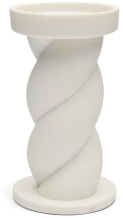 Rivièra Maison - Gedrehter Kerzenhalter, Weiß, Sand Resin