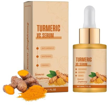Kurkuma & Vitamin C Gesichtsserum, Aufhellendes Kurkuma-Serum, Turmeric VC Brightening Facial Serum,VC Feuchtigkeitsspendende Gesichtserum für alle Hauttypen,Intensiv Feuchtigkeitsspendend