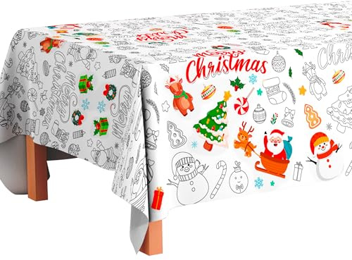 Papier Tischdecke zum Ausmalen Weihnachten,137x274cm Weihnachten Papier Tischdecke Zum Ausmalen,Weihnachts Bastelposter Weihnachten Ausmaltischdecke Kinder Deko