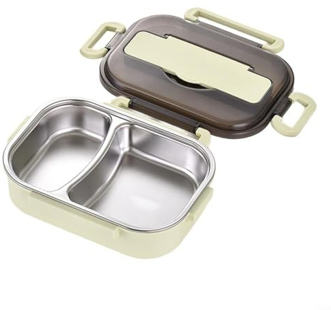 Puupaa Lonchera de acero inoxidable con aislamiento térmico de 1 litro con cubiertos, contenedor portátil para comidas calientes o frías, para la escuela, el trabajo, los viajes (verde)