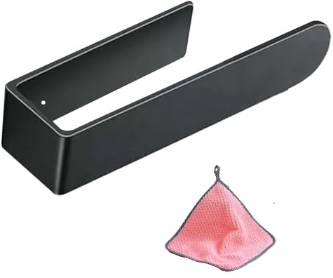 1 Selbstklebender Handtuchhalter (Handtuchstange) Zur Verwendung in Dusche, Badezimmer, Küche, Toilette. Installation ohne Bohren von Löchern. (1, Schwarz, 204mm)