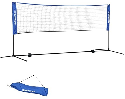 SPORTNOW Filet de Badminton, 310x103x107-155cm Hauteur Ajustable Noir Bleu