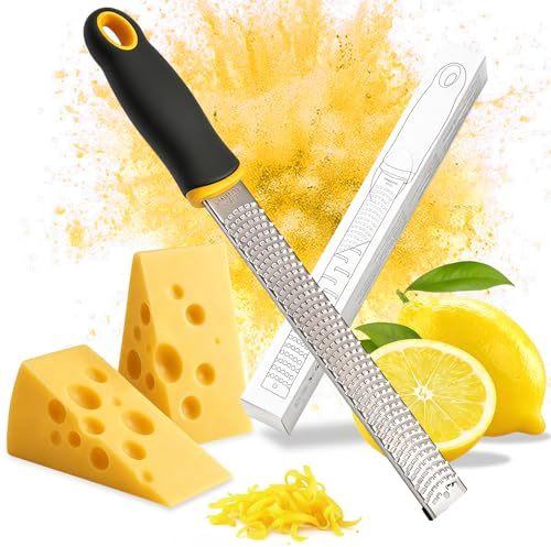 Grattugia Formaggio, Grattugia Limone per Parmigiano Agrumi Zenzero Cioccolato, in Acciaio Inox, con Coperchio Protettivo e Spazzola per la Pulizia, Lavabile in Lavastoviglie