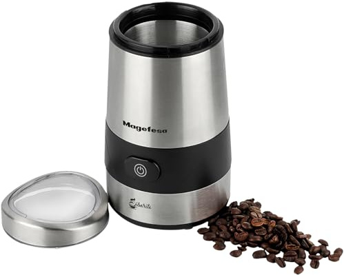 MAGEFESA SIBARITA Molinillo de café de 200W y Depósito de 50gr de Capacidad, Potente Motor de Cobre, Acero inoxidable y Cierre de seguridad