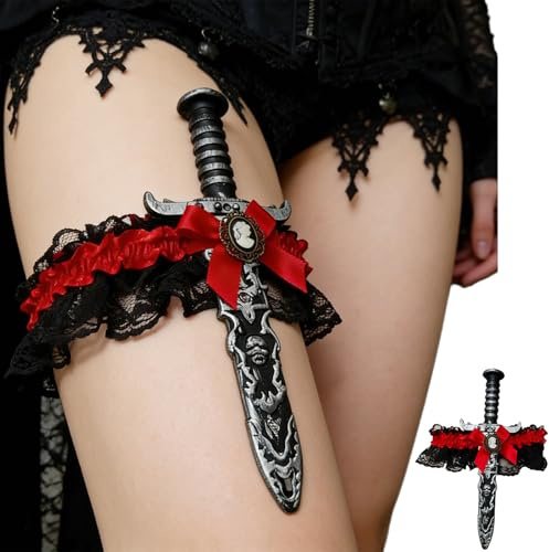 TTAO Pirate Sword With Lace Bow Thigh Garter With Dagger For Girls Pirate Costume Accessories Toys Knife Holster
