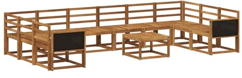 vidaXL Outdoor-Sofagarnitur 11 pcs Natur Massivholz Akazie, Akazienholz Sofa, modernes Garten-Sofa, wetterfestes Sitzmöbel, Flexibles Möbelstück für den Hinterhof