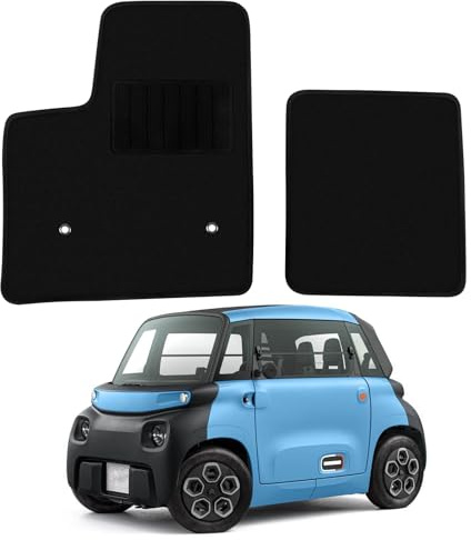 Auto Fußmatten Ersatz für Citroen Ami Electric/FIAT Topolino 2020-2026 | Premium Fussmatten für Opel Rocks-e/Electric Sitz Vorn Classic Schwarz Auto Teppiche Passform