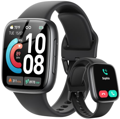 Smartwatch da uomo e donna, orologio fitness da 1,85, con funzione telefono e Whatsapp, frequenza cardiaca e monitoraggio del sonno, batteria da 10 giorni, impermeabile 3 ATM, smartwatch per iOS