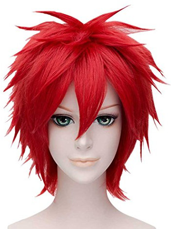 FALAMKA Rote Perücke kurz Cosplay Wig Unisex Costume Halloween
