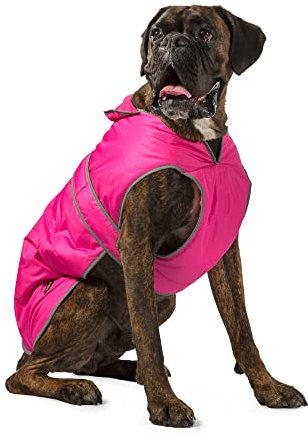 Ancol Muddy Paws All Weather Stormguard Dog Puppy Coat Pink - Waterproof Pet Jacket with Fleece Lining and Chest Protector - Elasticated Neck and Leg Straps - 60 cm Length up to 86 cm Girth - XL