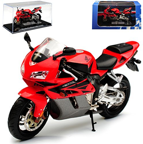 Atlas Hon-da Fireblade CBR1000RR Rot Schwarz mit Sockel und Vitrine 1/24 Modell Motorrad mit individiuellem Wunschkennzeichen