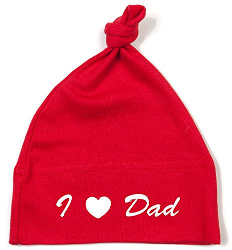 Schnoschi Babymütze in rot mit I Love Dad hochwertig Bestickt/gestickt