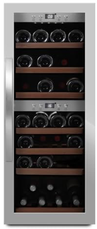 mQuvee Cave à vin indépendante WineExpert 38 Inox, place pour 38 bouteilles, 2 zones de température 5-20°C, hauteur 104 cm…