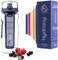 Hydracy Trinkflasche für Fruchtschorlen 1L - Sport Wasserflasche Bpa Frei mit Zeitmarke und Langem Infuser - Detox Sportflasche + 27 Köstlichen Rezepten Aufgegossenes Wasser eBook Geschenk -Berry Blau