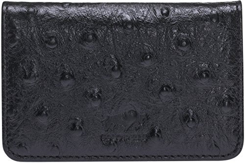 Solo Pelle Leder Visitenkartenetui Hülle Havana Straussprägung Schwarz - Echtleder Business Kreditkarten-Etui Visitenkarten-Box Geldbörse Portemonnaie Visitenkartenmappe aus echtem Leder