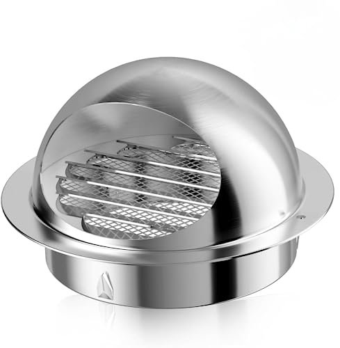 HG Power Grille d'Aération 150mm Ventilation Hotte Murale Ronde, Bouche de Sortie Ventilation Grille en Acier Inoxydable Avec Moustiquaire