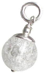 Schlichter Bergkristall Anhänger weiß marmoriert 925 Silber, Kettenanhänger Sterlingsilber