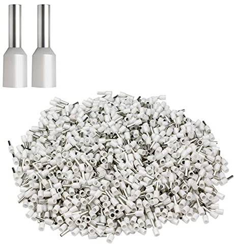 XHF 1000 Stück Aderendhülsen Crimpzange isolierte Crimp-Pin-Endklemmen, Drahtendhülsen, Drahtstecker, isolierte Kabel-Pin-Endklemmen, weiß