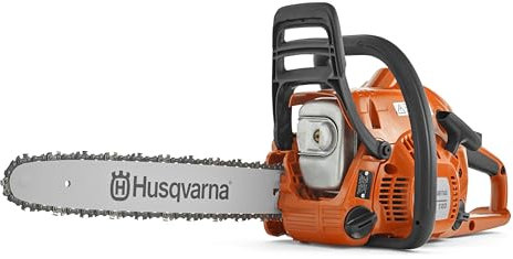 Husqvarna Motosierra de gas 120, 38 cc 1.8 HP, motor X-Torq de 2 ciclos, motosierra de 14 pulgadas con engrasador automático, para corte de madera, tala ligera y limbing
