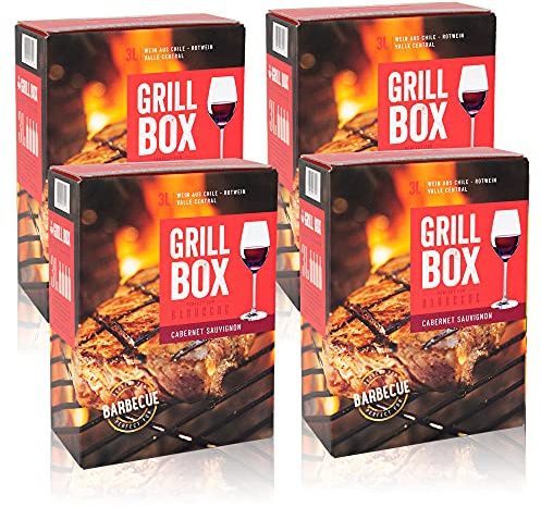 4x 3,0 l GRILLBOX Rotwein Cabernet-Sauvignon Chile, fruchtig trocken, Bag-in-Box (4x3,0l)