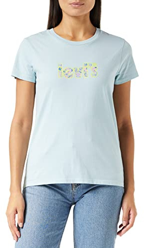 Levi's Women's The Perfect Tee- Poster Logo T-Shirt, Sterling Blue, XXS
