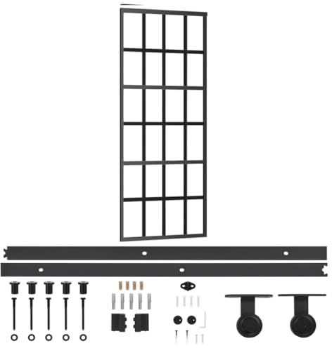 vidaXL Schiebetür mit Beschlag ESG-Glas & Aluminium 76x205 cm