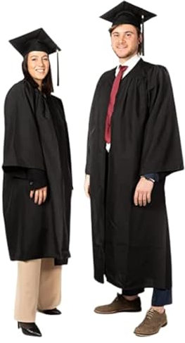 SKÉMATA Abschluss Robe Unisex Leichte Mikrofaser mit Graduierung Kappe und Quaste, Geeignet für alle Jahreszeiten, Vorne geöffnet | Einfache Größe Mann/Frau, Schwarz