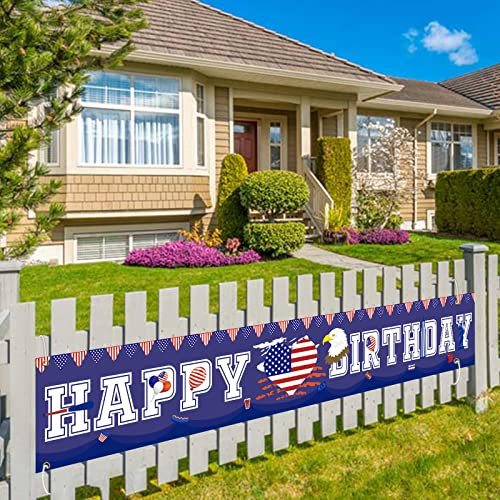 MEFENG Happy Birthday USA Banner Memorial Patriotische Dekorationen Unabhängigkeitstag Party Supplies Happy 4th of Juli Yard Schild Banner Feiern Amerika