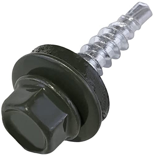 AERZETIX - C57211 - Lot de 50 Vis autoperceuse métal sur bois Ø4.8x25 mm + rondelle d'étanchéité EPDM - peint en couleur gris anthracite RAL 7016 - empreinte de la tête 8 mm hexagonale - en acier
