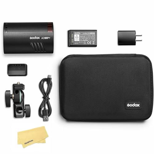 Godox AD100 Pro AD100Pro Pocket Flash for Canon Sony Nikon Fujifilm Fuji Olympus Pentax Camera,100Ws 2.4G TTL HSS 1/8000s,7.2V/2600mAh Li-ion Battery,360 Full Power Flashes,0.01-1.5s Recycle Time