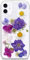 Abbery for iPhone 11 Case Clear with Purple Flower Design Cute Soft Silicone TPU Real Dried Pressed Floral Aesthetic Women Girl's Protective Phone Cover Case (Daisy Purple Flowers)