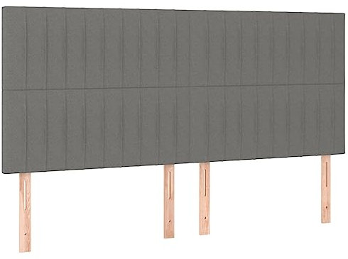 vidaXL Kopfteil 4 STK., Bettkopfteil mit Holzbeinen, Höhenverstellbar Polsterkopfteil für Bett, Betthaupt Bettzubehör Schlafzimmer, Dunkelgrau 100x5x78/88cm Stoff
