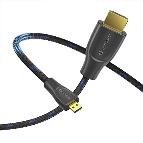 Sonero® Cable Premium Micro HDMI a HDMI 4K, Conector D a A, Contactos Chapados en Oro, Doble Blindaje, Funda Textil, 1,50 m