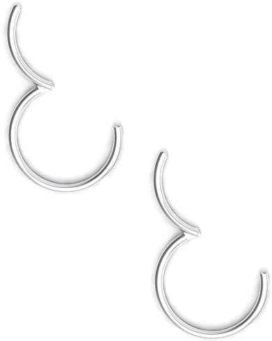Body CAC 2 Stück-0,8mm×9mm Frauen Chirurgenstahl Scharnier Nasenringe Ohr Edelstahl Piercing Helix Knorpel Tragus Ohrringe
