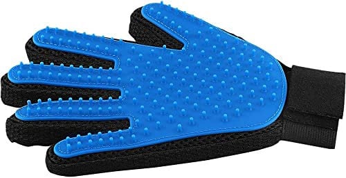 YIAGUN Upgrade pet grooming gloves, gentle hair removal brush gloves - efficient pet hair removal gloves - washing gloves for long haired dogs, short haired cats, and horses - right hand (blue)