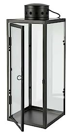 KHG Laterne Schwarz Glas 13,5cm B x 34,5cm H Design24 Industrial Modern Urban