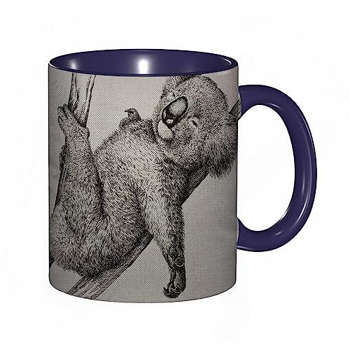 Taza divertida de cerámica de 14 onzas, Koala Animal Australia Vida silvestre Encantador Koala durmi Imprimir,apta para lavavajillas, regalos de computadora,regalos geek para hombres, taza de ciencia