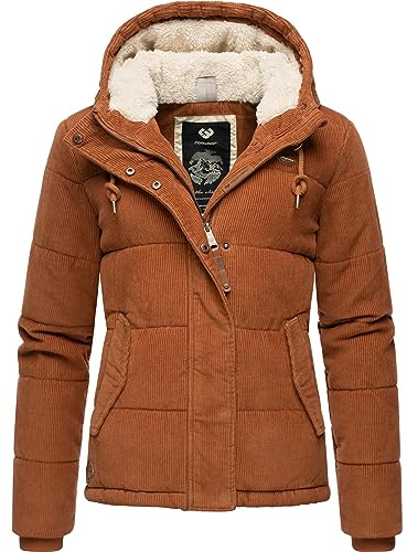Ragwear Damen Cordjacke Winterjacke aus Kord mit kuscheligem Innenfutter und Kapuze Wuggys XS-XXL