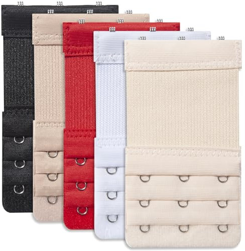 NANXJIUR Bra Extender 3 Haken 3 Reihen Elastische BH Band Haken Riemen Verlängerungen für Frauen, Packung mit 5 Farbe