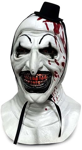 Claofoc Terrifier Maske Art The Clown Kostüm Halloween Maske Cosplay Kostüm Horror Blutig Accessoire